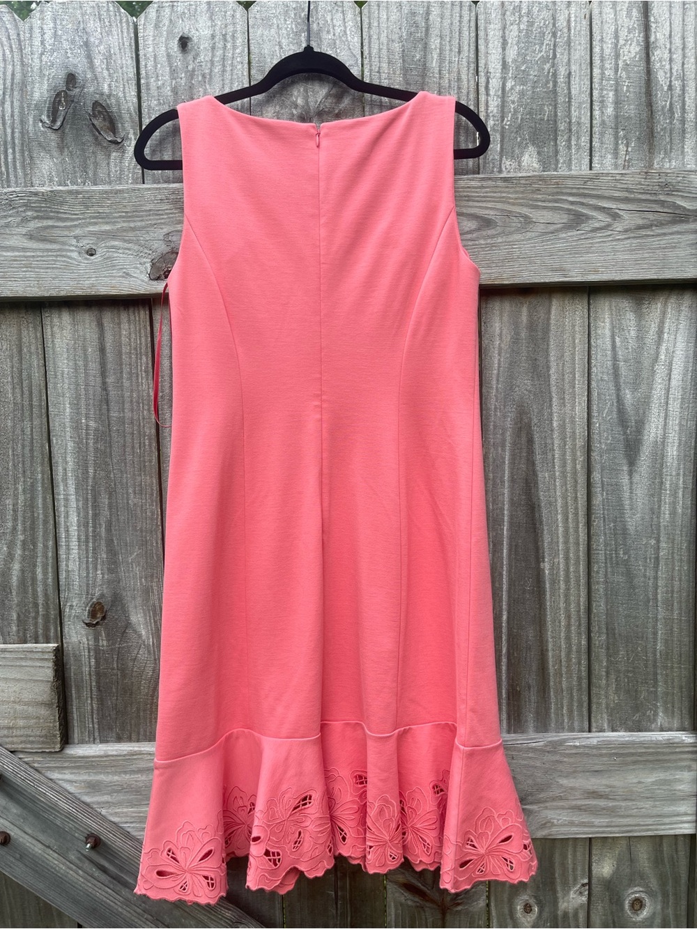 Talbots Coral Pink Sleeveless Midi Dress with Scalloped Laser-Cut Hem NWT SZ 6 - Picture 9 of 11